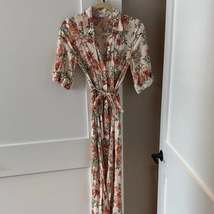Zara Floral Maxi Dress in Cream and Red
